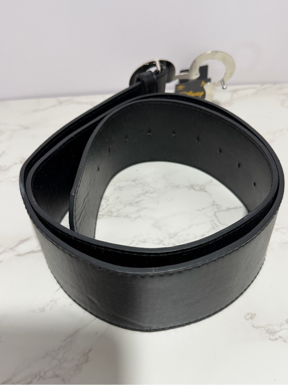NWT Disney Black Wide Buckle Down Belt With Mickey Mouse Buckle -- L - Picture 4 of 6
